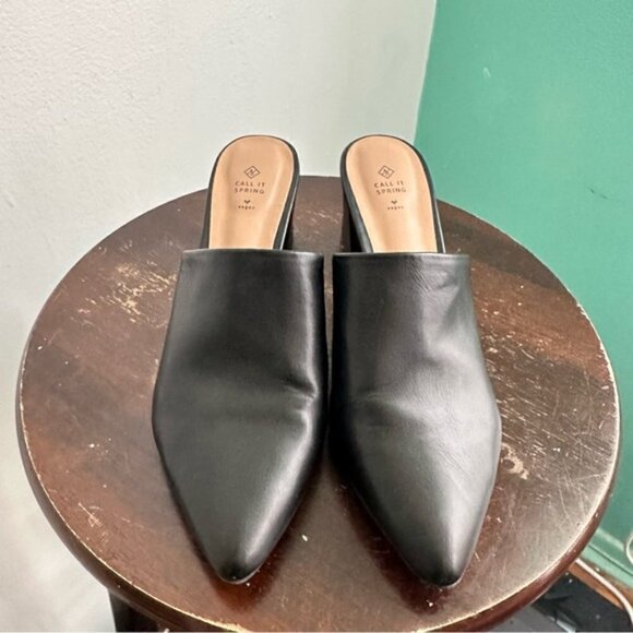 Call it Spring Black Vegan Leather Mules Size 6.5 Slip Ons - Picture 7 of 7